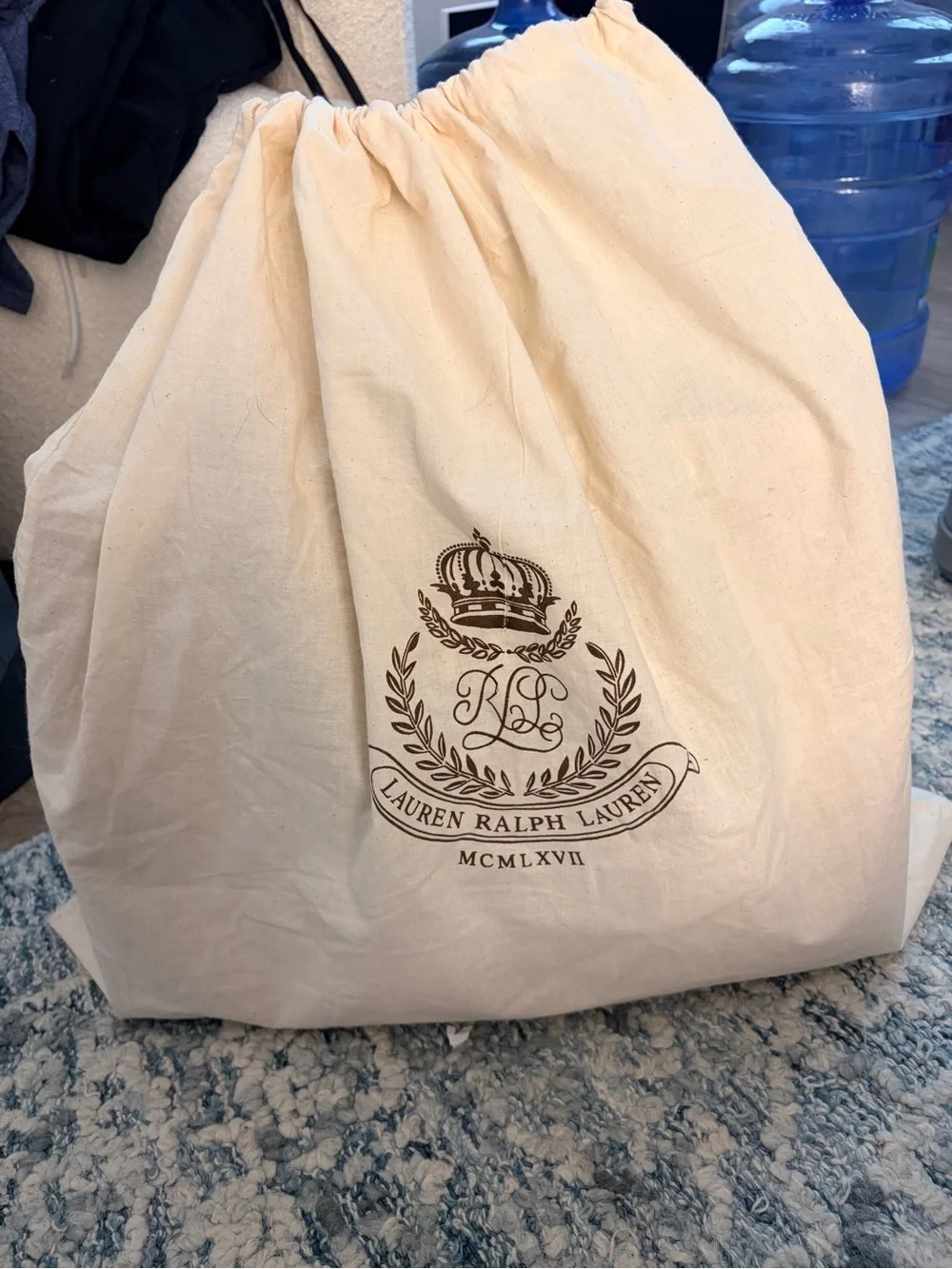 Ralph Lauren Beige Carrington Brigitte Pebbled Leather Bag w/ Dust Bag